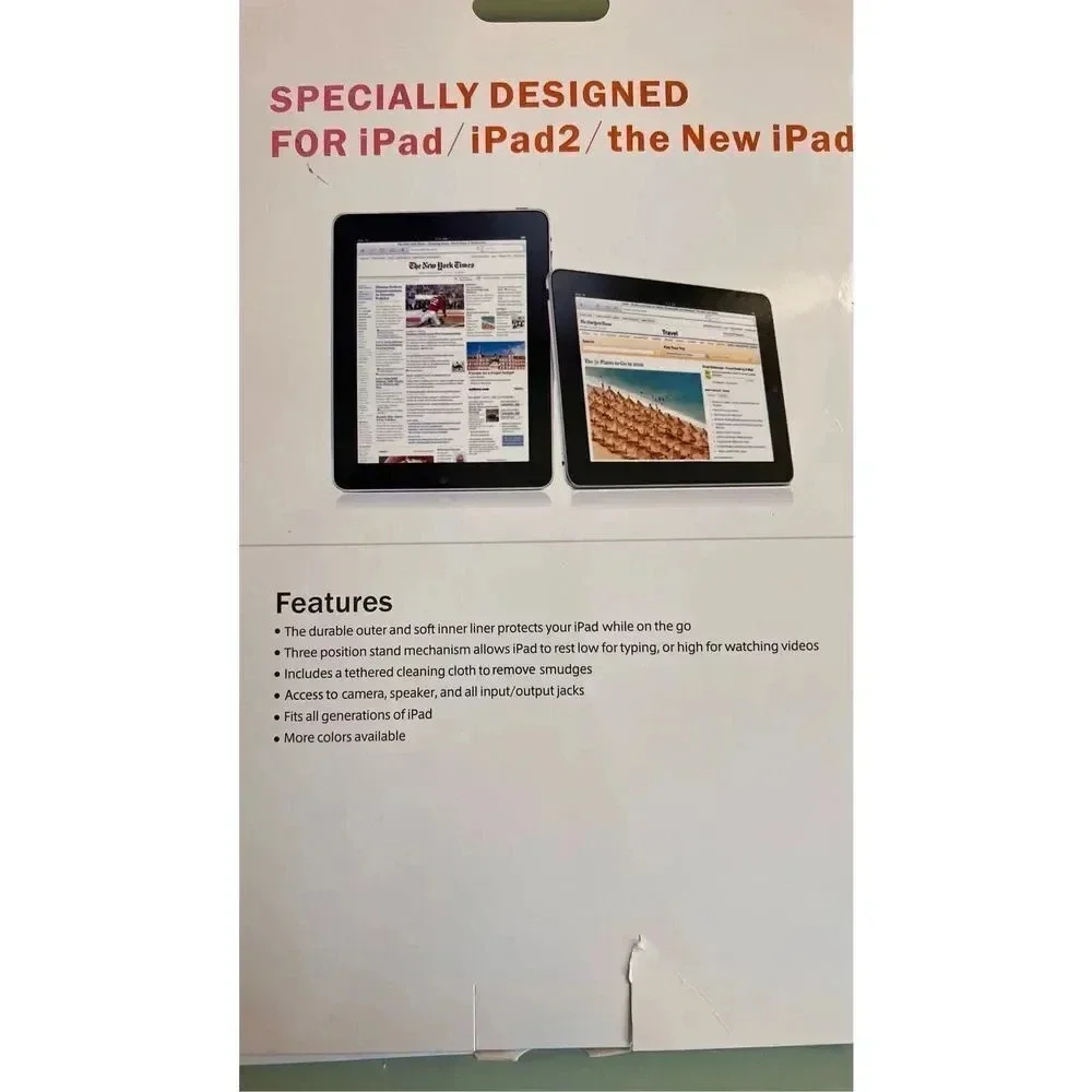 Apple IPad / IPad 2‎ Red Durable Lined Case Protection Built in Stand NEW